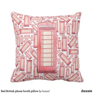 Red Phone Booth Throw Pillow - Fun Pattern Design