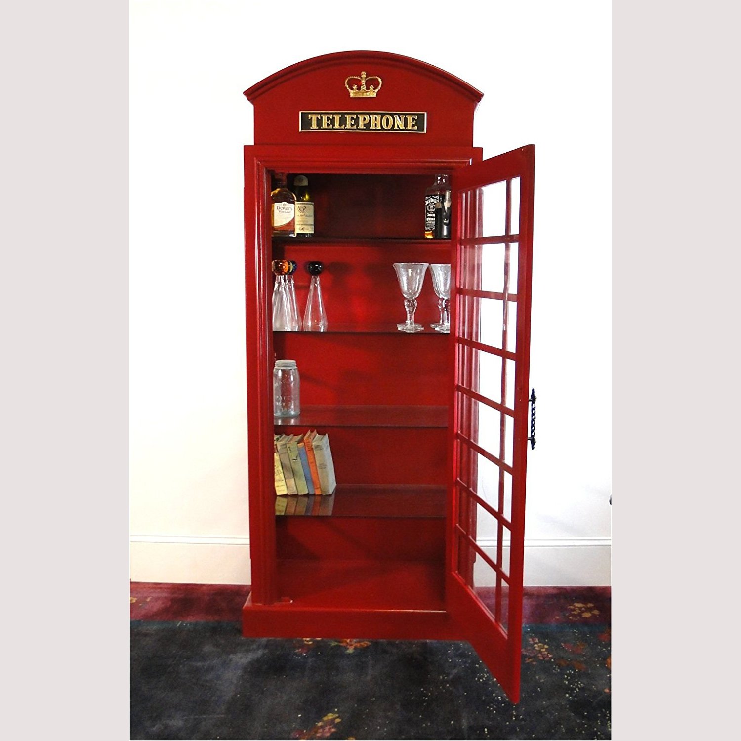Red Telephone Booth Cabinet Large Curio Cabinet British Vibe