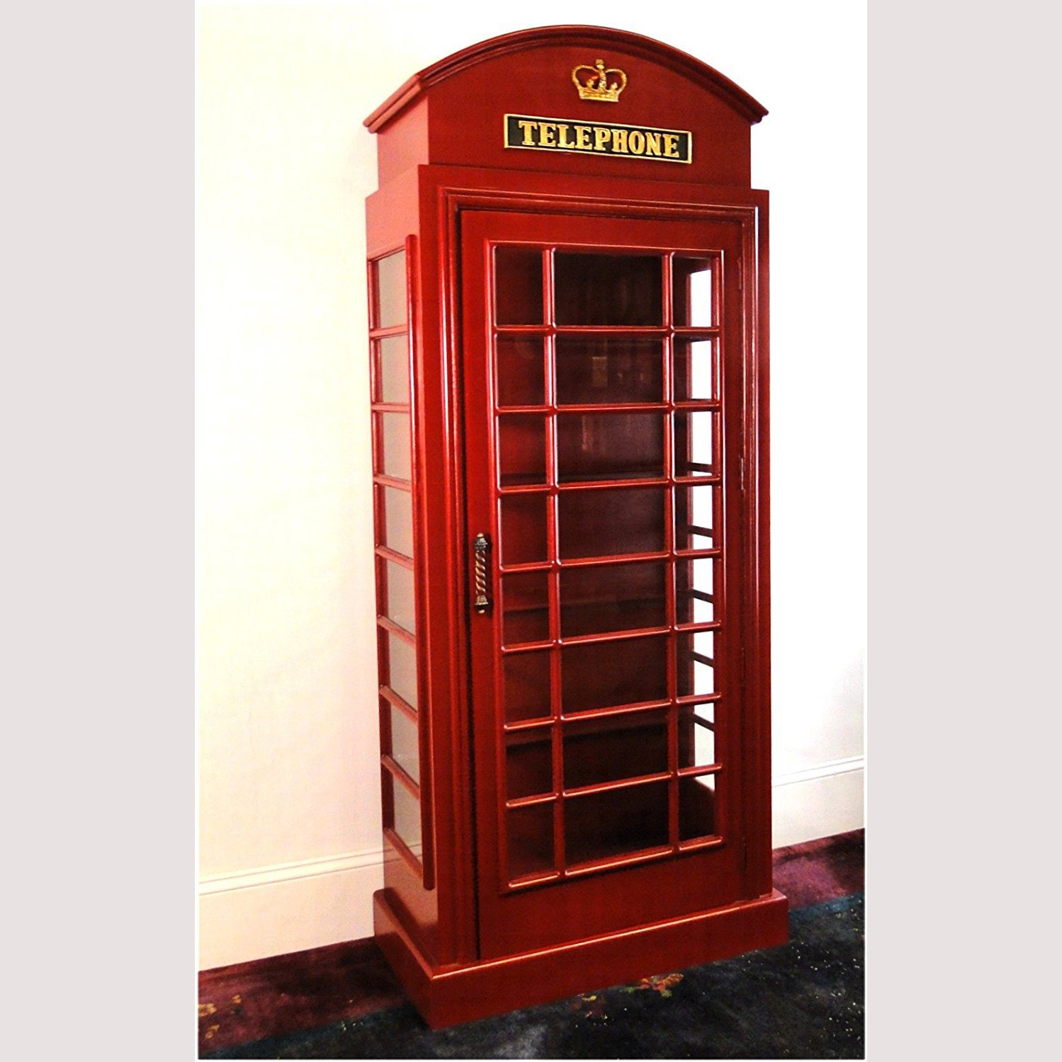 Red Telephone Booth Cabinet Large Curio Cabinet British Vibe