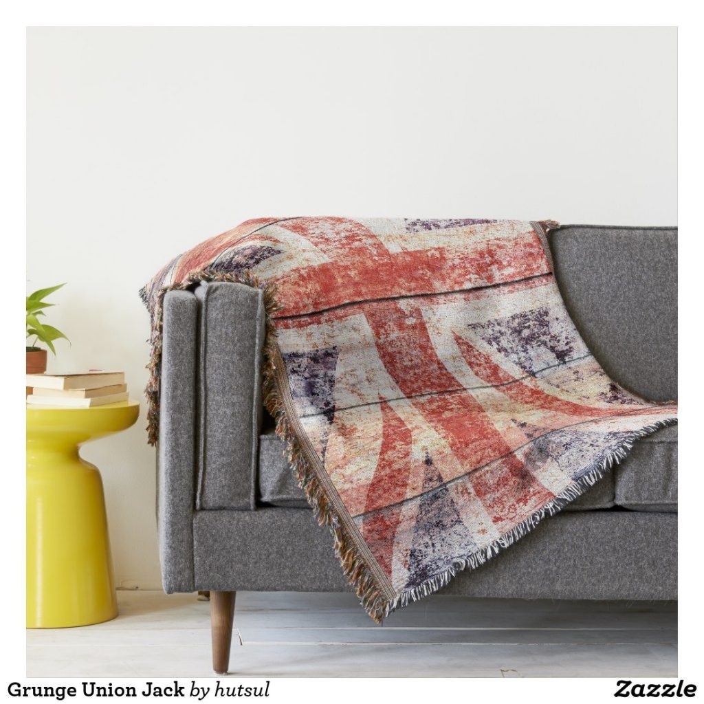 Vintage Union Jack Throw Blanket On Sofa