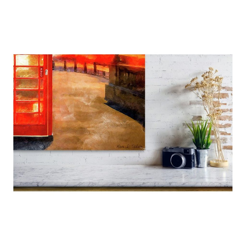 Detail View Of London Phone Booth Canvas Print hanging on wall