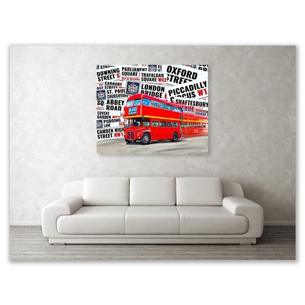 Room View Of A London Bus Canvas Print by Artist Mark Tisdale